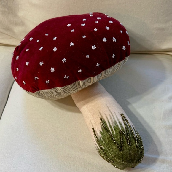 John Derian Target Embellished Velvet Mushroom Pillow EUC - Picture 2 of 7